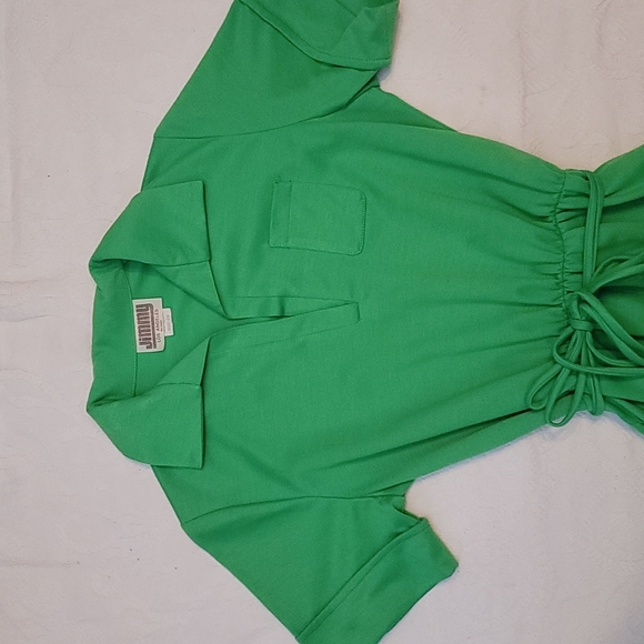 Vintage dress Jimmy Los Angeles polyester emerald green sz small - Picture 6 of 7
